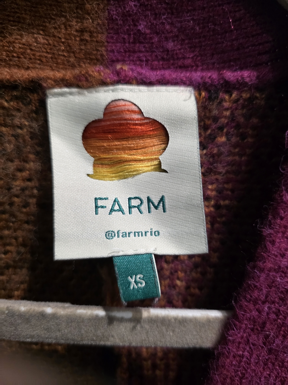 FARM Rio Two-Tone Leopard Print Cardigan - Rust & Magenta - Picture 3 of 4